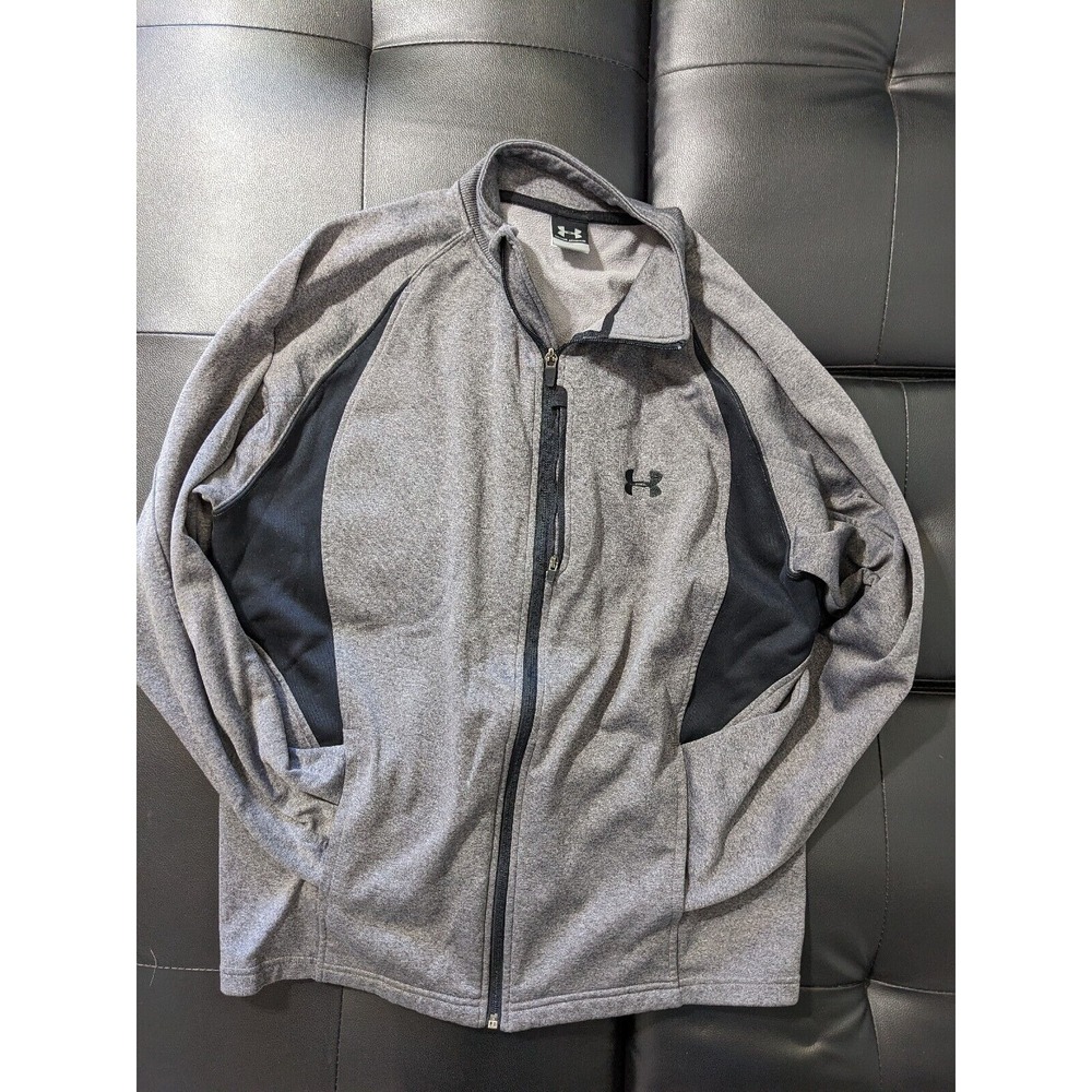 Under Armour Fleece Sweater Mens Gray‎ Full Zip Mock Neck Front Pockets L